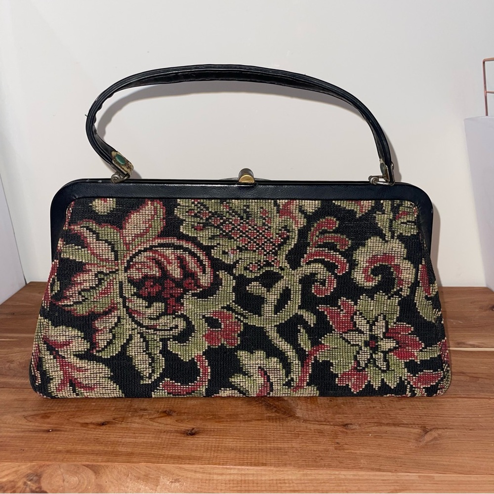 Vintage Verdi Jacquard Floral Tapestry Handbag Purse